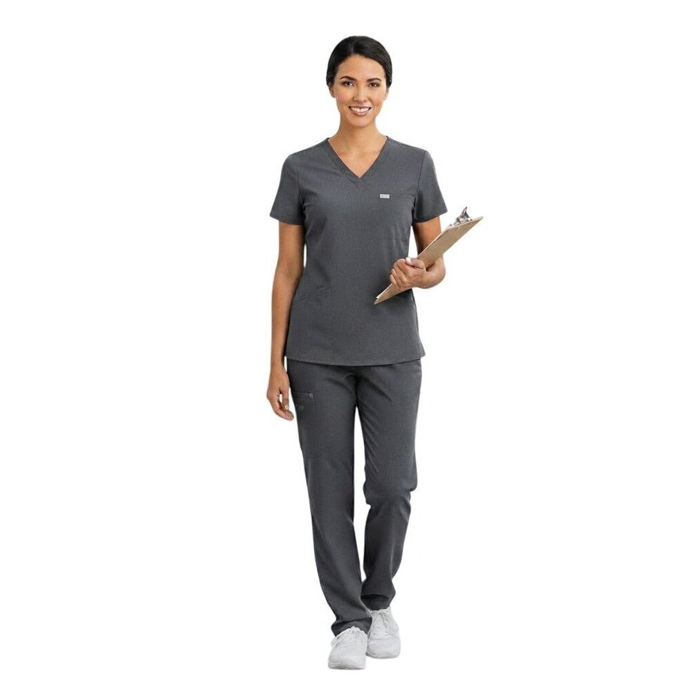 FIGS Catalina One Pocket Scrub Top Charcoal Size M